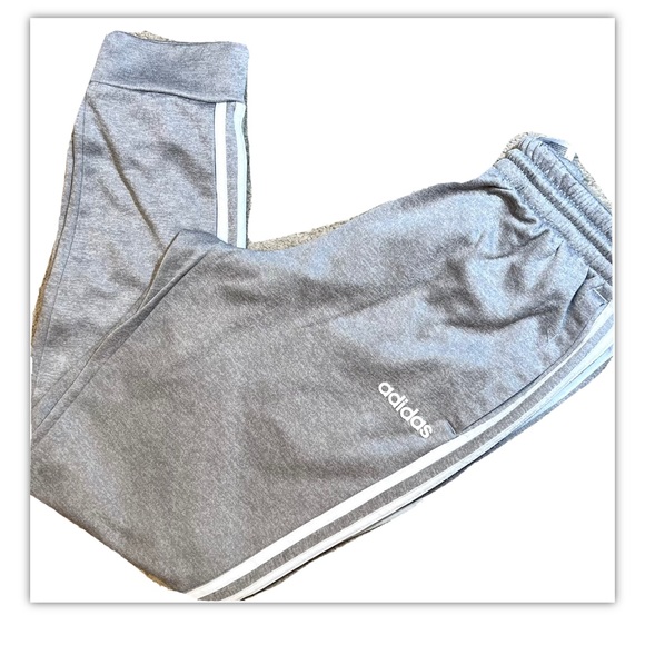 ADIDAS Men’s Climalite 3 Stripe Gray Joggers Sz M - Picture 2 of 5